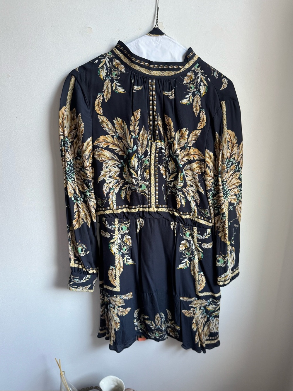 Reiss Gold Baroque Print dress